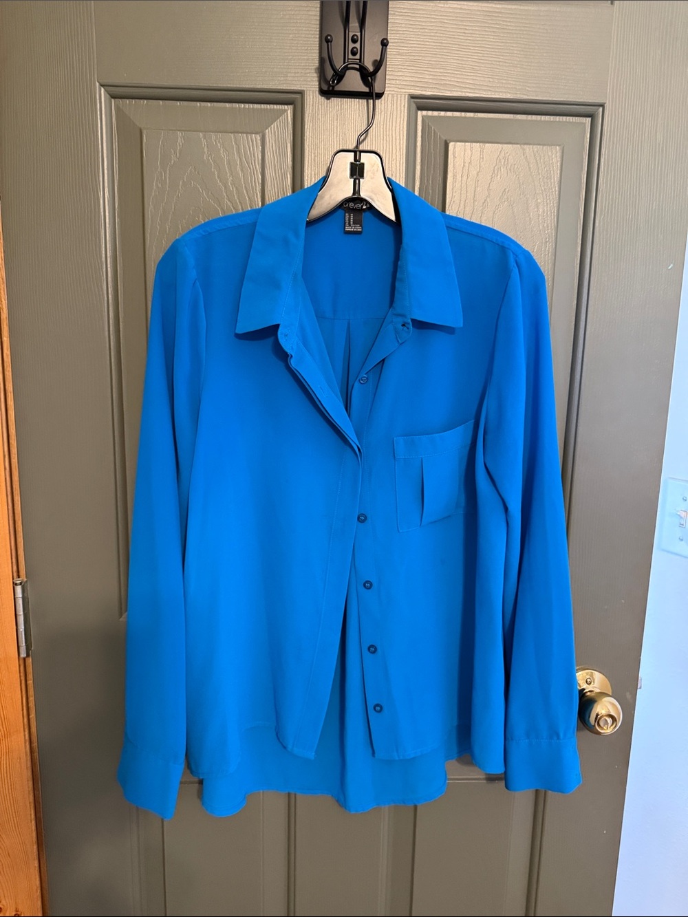 Forever 21 Bright Blue Button-Up Blouse